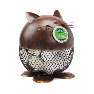 China Home Traditional High Quality Cute Animal Pot Gift Shape K-Cup Coffee Capsule Container Cat Pig Dog Spherical Metal Coffee Pod Holder for sale