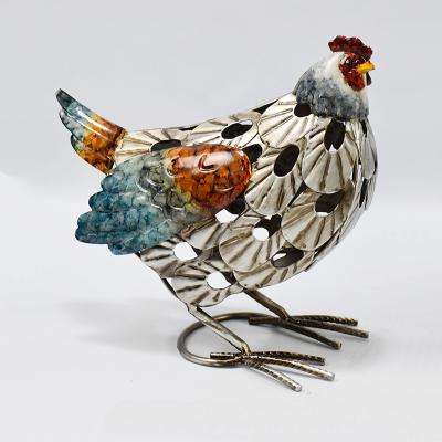 China Decorative Colorful Metal Rooster Oil Painting Rooster Statue Home Decor Traditional Metal Rooster Iron Artwork Lawn and Garden Ornaments for sale