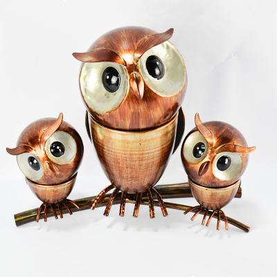 China Metal Face Expression Craft Home Decor Office Decor Owl Different Traditional Cute Flip Head Decor Owl Ornament for sale