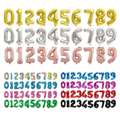 China 16/32/40 Inch Eco-Friendly Disposable Number 0 - 9 Mylar Number Foil Balloons Balloons Birthday Decoration Colors Number Balloons for sale