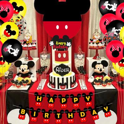 China Eco-Friendly Minnie Mickey Birthday Party Decoration Supplies Mickey Mouse Theme Children's Birthday Cake Banner Balloon Set Disposable for sale