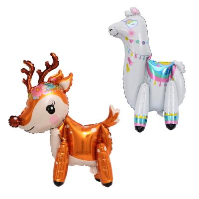 China New Hot Sale Design 3D Foil Helium Deer Alpaca Animal Balloon Eco-friendly Disposable For Christmas Party Decoration Kids And Children Toys for sale