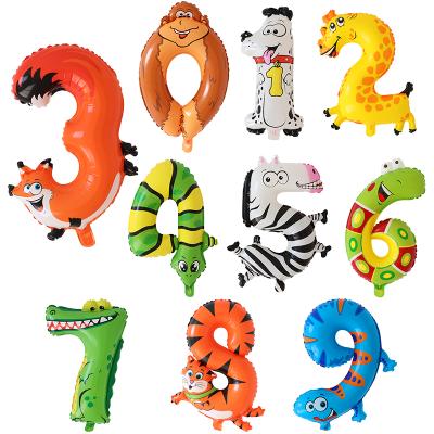 China 1pc 16inch Disposable Eco-Friendly Animals Number 1 2 3 Digit Balloon Supplier Birthday Party Decoration Foil Helium Balloons for sale