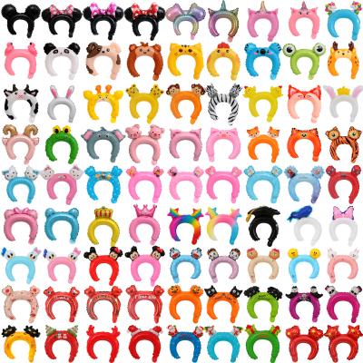 China Eco-friendly Disposable Cartoon Kids Headband Helium Foil Balloon Baby Shower Party Decoration Christmas Animal Headband for sale