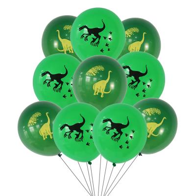 China Best Quality Eco-friendly Disposable 12 Inch Latex Balloon Side Green Printed Dinosaur Latex Balloon For Party Decorations for sale