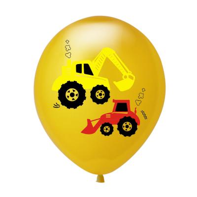 China New Disposable Eco-friendly Gold and White Colorful Decoration Logo Balloons Custom 12 Inch Fire Truck Latex Balloon Toy Birthday Party Decoration for sale