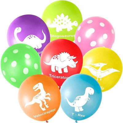 China 12 Inch Eco-Friendly Disposable Printed Dinosaurs Birthday Party Latex Balloons Animal Air Balloon Jungle Party Decoration Balloons for sale