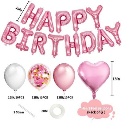 China Party Decoration Amazon Hot Selling 18inch Heart Shape Foil Balloons Confetti Latex Balloons For Happy Birthday Banner Party Decoration for sale