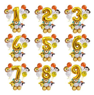 China Party Decoration Hot Sale Balloon Group Number Animal Foil Balloons Chrome Latex Balloons For Happy Birthday Baby Boy Girl Party Decoration for sale