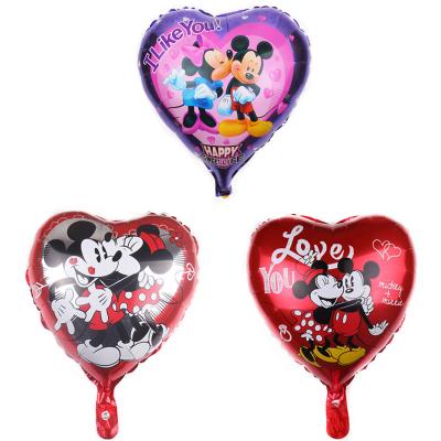 China Modern 18 inch heart shape mickey minnie kids toy baby shower party supplies helium foil balloon for kids birthday hot sale for sale