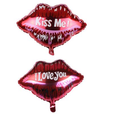 China Modern Kiss I I Love You Lip Mouth Foil Balloons Helium Lip Balloons For Valentines Day Wedding Decoration for sale