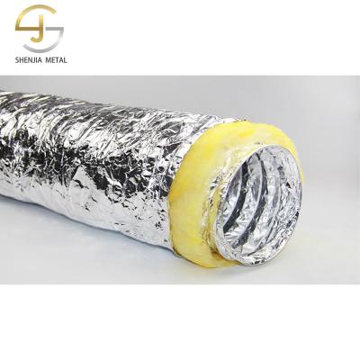 China Double Layer Aluminum Foil Industrial Air Conditioning Pipe 4 Inch 10m Sound Insulation Pipe Can Be 16k Customized Thickness 25mm for sale