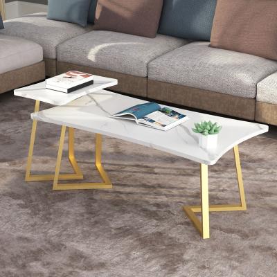 China New Modern Design Durable Rectangular Coffee Table Living Room Center Tea Table Marble Pattern Wooden Coffee Table for sale