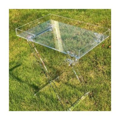 China Good Quality Wholesale Liftable Nordic Style Folding Table Outdoor Minimalist Clear Acrylic Coffee Table for sale