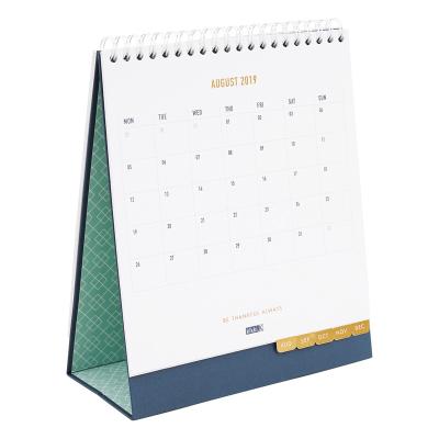 China Table Calendar Factory Customized Printing Template Size White Card Coated Art Paper 12 Index Calendars Standing Desk Calendar for sale