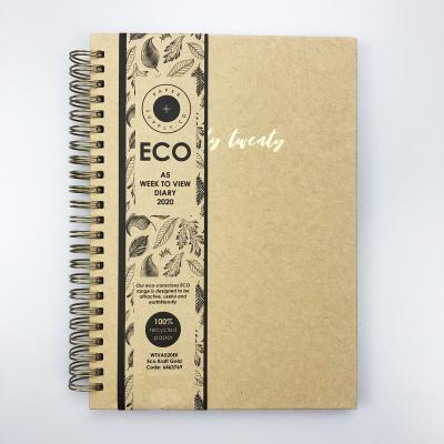 China Factory Customized Cover Gold Foil LOGO LOGO Diary Hardcover Notepad Spiral Pattern A5 Printing Packaging Paper Week To Watch Notebook for sale