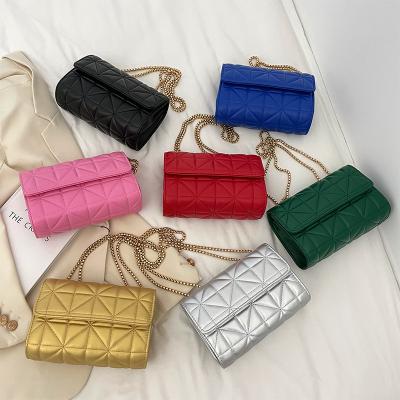 China Lady Custom Women New Colorful Small Square PU Leather Ladies Cross - Body Purse Chain Handbags Single-shoulder Bags for sale