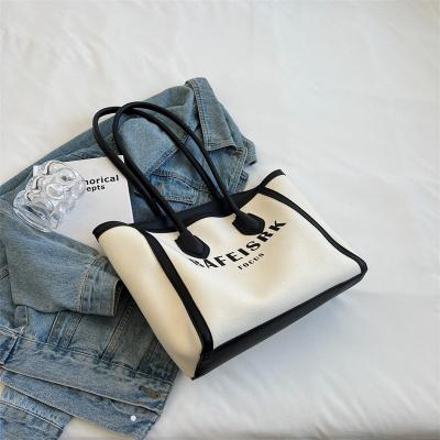 China Fashion\Comfortable Drop\Durable Shipping Custom Cotton Simple New Design Fashion Large Shoulder Tote Large Canvas Bag With Logo for sale