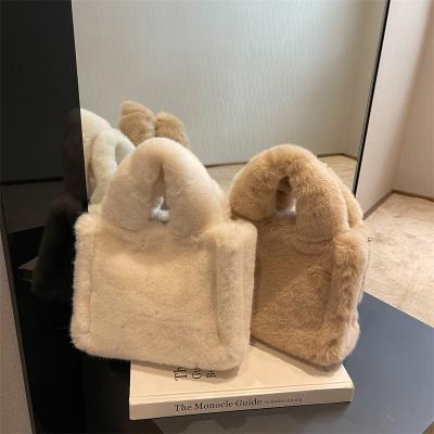 China Fashion\AFORUNADO Comfortable\durable Luxury Lady Plush Shoulder Bag 2022 Winter Faux Fur Women Purse and Purse for sale