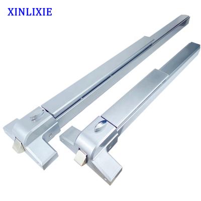 China hotel & hospital & school & Mail & Commercial Office Building Iron Paint Sliver Paint Sliver Emergency Exit Double Door Lock Panic Bar 650Mm for sale