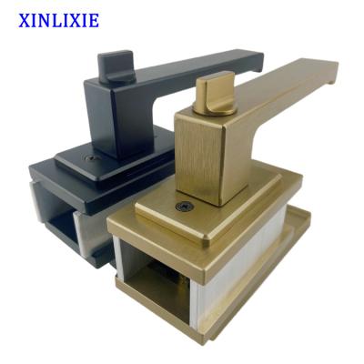 China Hot Sale Modern Exterior Door Lock Handle Set Frameless Aluminum Glass Door Luxury Aluminum Door Handle for sale