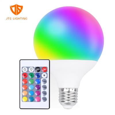 China High Quality Cheap Residential 220V E27 G95 16 Color 9W Smart Led Light Remote Control RGB Led Light Bulbs for sale