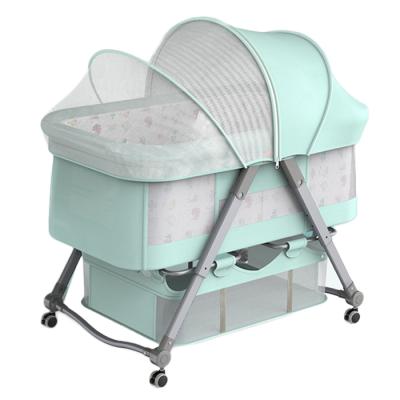 China Modern Design Height Adjustable Cribs Multifunctional Baby Swing Bed for sale