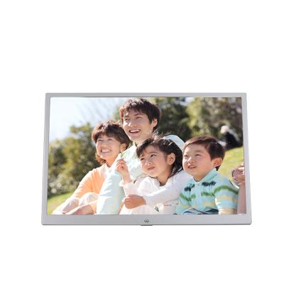 China Digital 15.4 Inch Metal Brushed Aluminum Photo Frame Clock Wall Hanging for sale