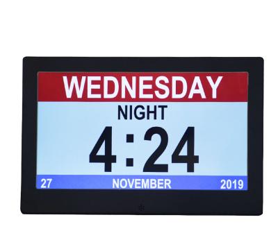 China Synchronize 10 Inch Metal Digital Calendar Day Clock LCD Photo Frame Table Desk Photo Alarm Clock for sale