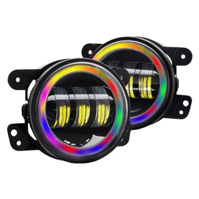 China Universal high quality MOXI 4inch 30W beam high low high low RGB LED beam round led drl fog light remote control by APP for sale