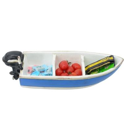 China Sustainable Boat Snack Bowl Moto Boat Box Decoration Fruit Table Resin Candy Tray for sale