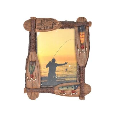 China Resin Desktop Resin Wood Pulp Peach Picture Frame Picture Frame Table Top Decor for sale