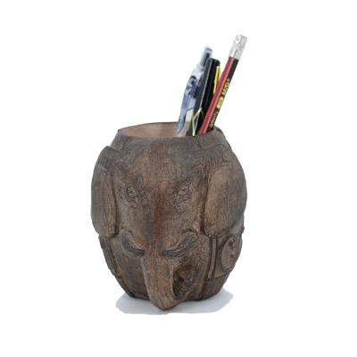 China Pens/Sundries/Small Objects Resin Wood Like Elephant Pen Holder, Pen Holder, Resin Home Decor and Gift for sale