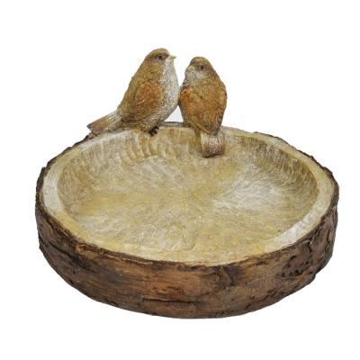 China Sustainable Resin Round Well Two Bird Fruit Storage Tray Serving Table Top Candy Dish Craft for sale