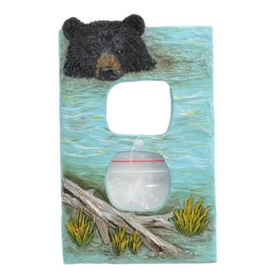 China Resin Black Bear Wall Cover Switch Panel Decoration Opens 13*8.5*1cm for sale