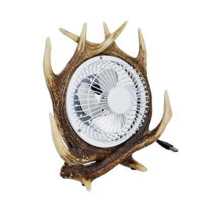 China Mute resin antler fan 7 inch USB desk fan small mini, electric fan, antler decor for sale