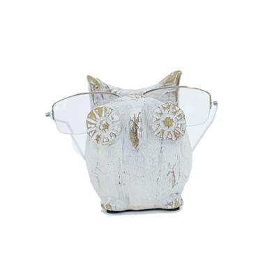 China white resin wood like owl glass holder, glasses holder, eyeglass holder holder 8.3*9*10.2cm for sale