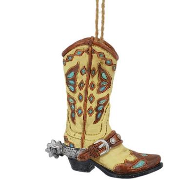 China Vintage and North America/Europe Craft Resin Tree Art Christmas Pendant Boots Shape for sale