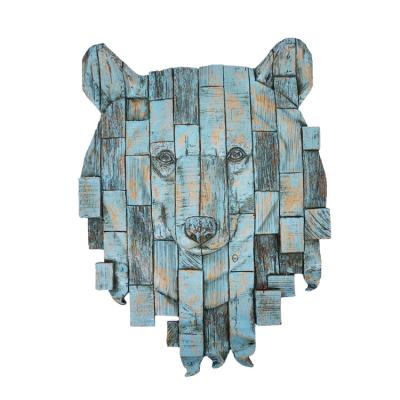 China Bear Haed, Wall Hanging Decor, Wall Hanging Decor Resin Animal Portrait Metal Screw Backer Minimalist Woodlike Blue Styrofoam YC191208H for sale