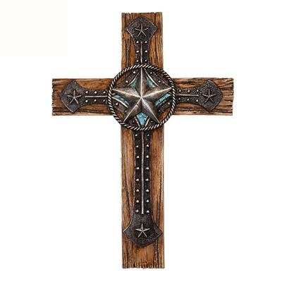 China Europe Light Star Cross, Resin Religious Cross, Collectible Art and People Animal SCULPTURE Art in Western Cowboy Decor 100% Hand Painted for sale