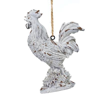 China Europe Resin Chicken Ornament Pendant White Rooster Statue Decoration Resin Crafts for sale