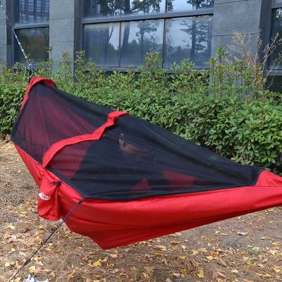 China Adult Adjustable Hammock With Mosquito Net Hammock Outdoor Camping Swings With Well Designed Pockets for sale