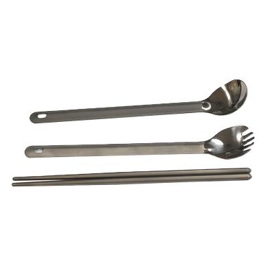 China Durable Heavy Duty Titanium Super-Light Weight Tableware Spoon Fork Durable Cutlery Set For Outdoor Camping And Rising With A Bag for sale