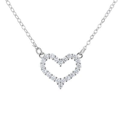 China Romantic White Gold Diamond Clear Crystal Women's Heart Pendant Necklace For Women for sale