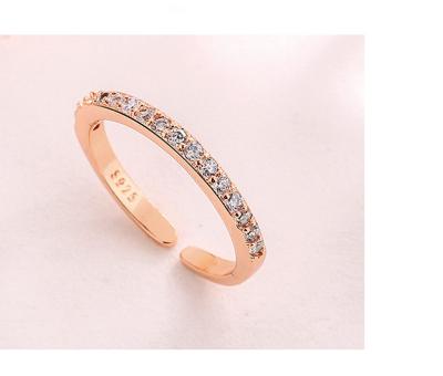 China CLASSIC White Gold Rose Gold Plated Cubic Zirconia Diamond Micro Pave Stackable Eternity Bands Open Ring For Women for sale