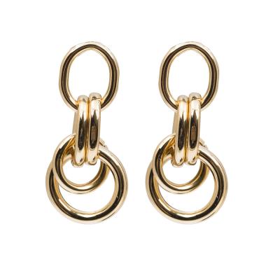 China European and American Hot Selling Link Earring Trendy Circle Earrings Fashion Jewelry Drop Earring Cross Rings Earrings For Women for sale