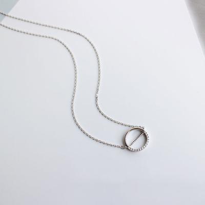 China New TRENDY Fashion Necklace Jewelry Circle Pendant With Half Micro Pave CZ Set And Simple Half Circle Necklace For Women for sale