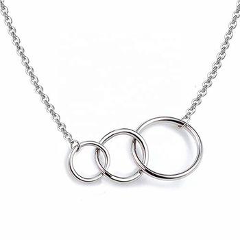 China New Next TRENDY Mom 2 Kids Necklace 925 Sterling Silver Three 3 Infinity Circles Locking Necklace For Jewelry Gift for sale