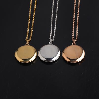 China SAY FASHION. Necklace Stainless Steel DIY Round Picture Frame Photo Locket&mirrorPendant Pendant Necklace for sale