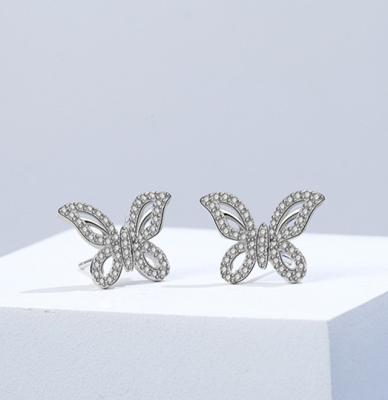 China Cute 925 Sterling Silver Butterfly Stud Earring For Women for sale